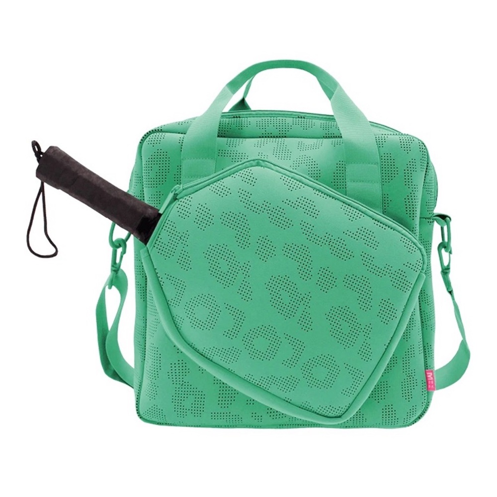 MyTagalongs Square Pickleball Tote Bag Clover Green Cheetah Neoprene NWT